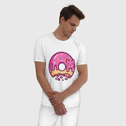 Пижама хлопковая мужская Кото - пончик, цвет: белый — фото 2
