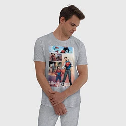 Пижама хлопковая мужская SUPERMAN & SUPERBOY, цвет: меланж — фото 2