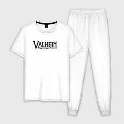 Пижама хлопковая мужская Valheim logo, цвет: белый