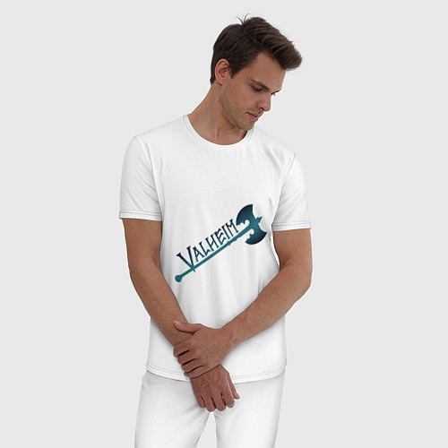 Мужская пижама Valheim тёмное лого с секирой / Белый – фото 3