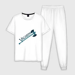 Пижама хлопковая мужская Valheim тёмное лого с секирой, цвет: белый