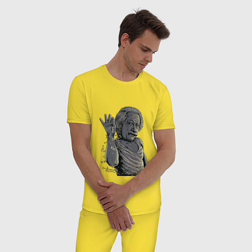 Мужская пижама Эйнштейн сыпет формулами / Желтый – фото 3