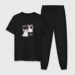 Пижама хлопковая мужская Pop Cat, цвет: черный