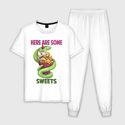 Пижама хлопковая мужская Змеиные ссссладости, цвет: белый