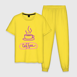 Пижама хлопковая мужская Кофе, цвет: желтый