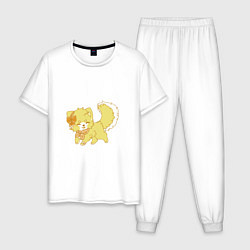 Пижама хлопковая мужская Мяконький котопес кавай, цвет: белый