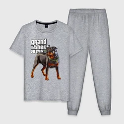 Пижама хлопковая мужская ЧОП - ротвейлер из GTA 5, цвет: меланж