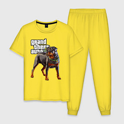 Пижама хлопковая мужская ЧОП - ротвейлер из GTA 5, цвет: желтый