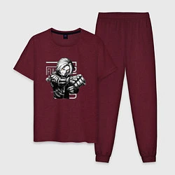 Пижама хлопковая мужская Стальной алхимик, цвет: меланж-бордовый