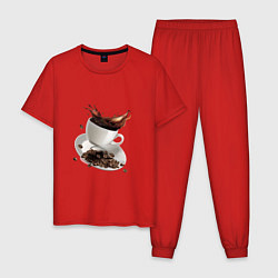Пижама хлопковая мужская Кофеек, цвет: красный