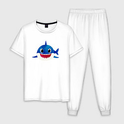 Пижама хлопковая мужская BABY SHARK, цвет: белый
