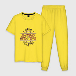 Пижама хлопковая мужская AC DC HIGH VOLTAGE, цвет: желтый