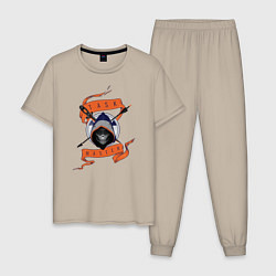 Пижама хлопковая мужская Taskmaster, цвет: миндальный