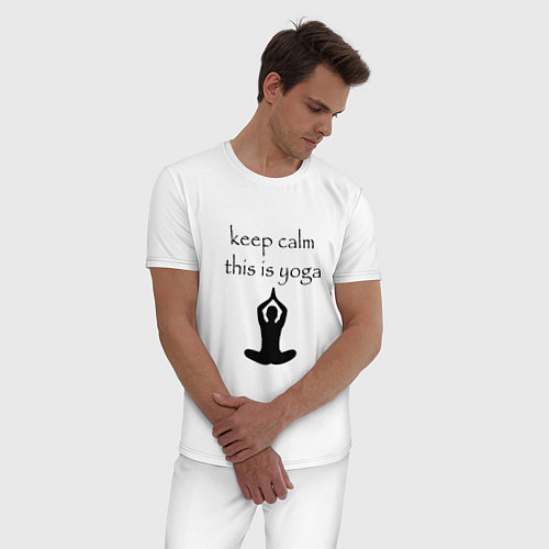 Мужская пижама Keep calm this is yoga / Белый – фото 3