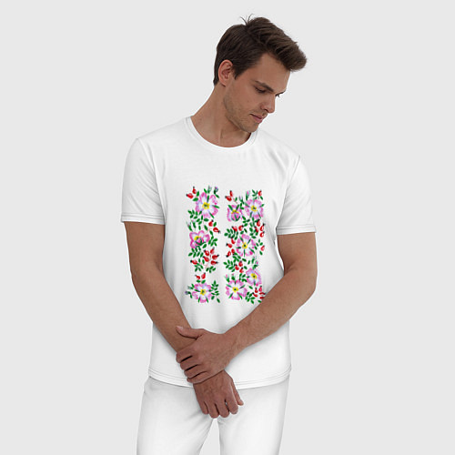 Мужская пижама Цветы / Белый – фото 3