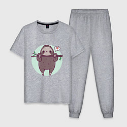 Пижама хлопковая мужская Ленивец, цвет: меланж