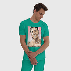 Пижама хлопковая мужская Gachi, цвет: зеленый — фото 2