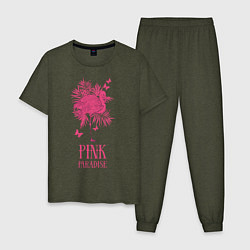 Пижама хлопковая мужская Pink paradise, цвет: меланж-хаки