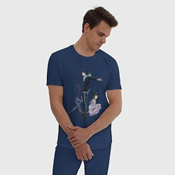 Пижама хлопковая мужская Бездомный Бог, цвет: тёмно-синий — фото 2