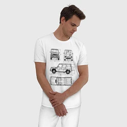 Пижама хлопковая мужская MERCEDES-BENZ G-CLASS СХЕМА, цвет: белый — фото 2