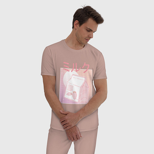Мужская пижама Vaporwave Strawberry Milk / Пыльно-розовый – фото 3
