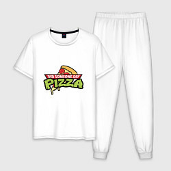 Пижама хлопковая мужская Say Pizza, цвет: белый