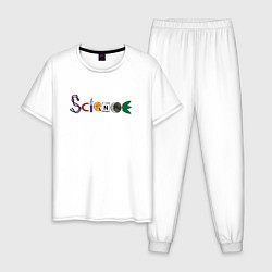 Пижама хлопковая мужская Science, цвет: белый