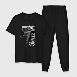 Пижама хлопковая мужская Стальной алхимик цвета черный — фото 1