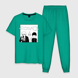 Пижама хлопковая мужская Моб Психо 100, цвет: зеленый