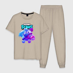 Пижама хлопковая мужская Сквик Squeak Brawl Stars, цвет: миндальный
