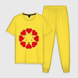 Пижама хлопковая мужская Лицо любви, цвет: желтый