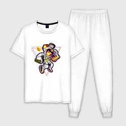 Пижама хлопковая мужская Космо диско, цвет: белый
