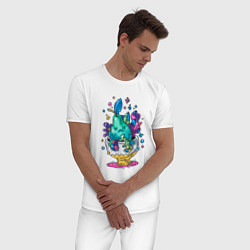 Пижама хлопковая мужская Спящая груша, цвет: белый — фото 2