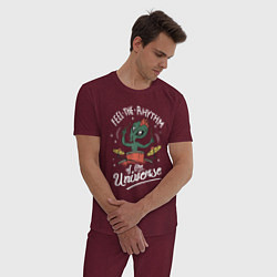 Пижама хлопковая мужская Пришелец Барабанщик, цвет: меланж-бордовый — фото 2