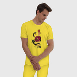Пижама хлопковая мужская Адамово яблоко и змея, цвет: желтый — фото 2