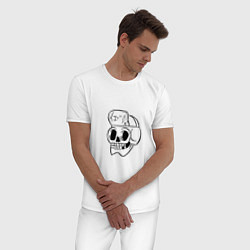 Пижама хлопковая мужская Череп, цвет: белый — фото 2
