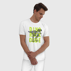 Пижама хлопковая мужская DINO ROCK DUDE, цвет: белый — фото 2