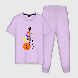 Пижама хлопковая мужская Цветная гитара, цвет: лаванда
