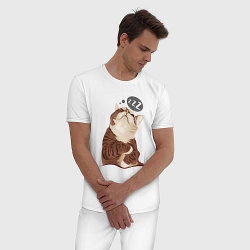 Мужская пижама СПЯЩИЙ КОТ / Белый – фото 3