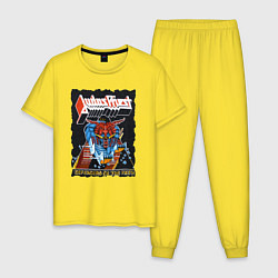 Пижама хлопковая мужская Judas Priest FIGHT, цвет: желтый