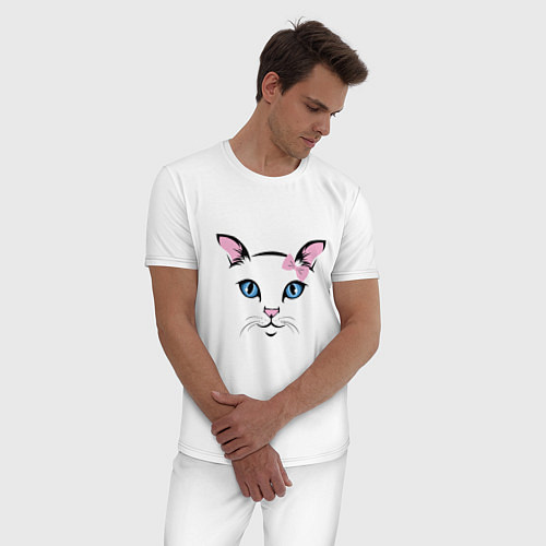 Мужская пижама Милая кошечка / Белый – фото 3