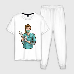 Пижама хлопковая мужская Медсестра Nurse Z, цвет: белый