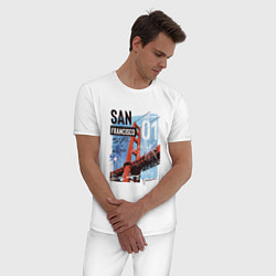 Пижама хлопковая мужская Сан-Франциско, цвет: белый — фото 2