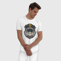 Пижама хлопковая мужская CAT POLICE КОШАЧЬЯ ПОЛИЦИЯ Z, цвет: белый — фото 2