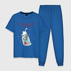 Пижама хлопковая мужская КОТИК В БАНКЕ ЦИТАТА Z, цвет: синий