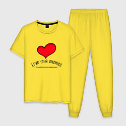 Пижама хлопковая мужская Love your, цвет: желтый
