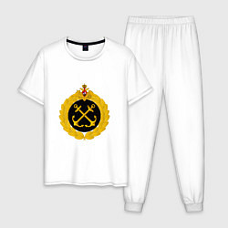 Пижама хлопковая мужская ВМФ РОССИИ ЯКОРЯ ЯКОРИ, цвет: белый