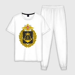 Пижама хлопковая мужская ЧЕРНОМОРСКИЙ ФЛОТ ВМФ РОССИИ, цвет: белый