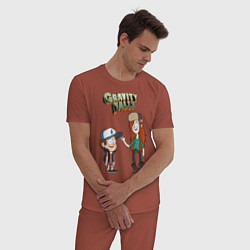 Пижама хлопковая мужская Friendzoned, цвет: кирпичный — фото 2