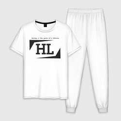 Пижама хлопковая мужская Hockey life HL logo, цвет: белый